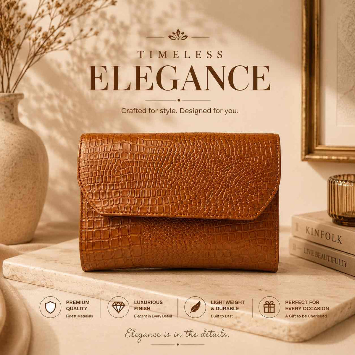Luxe Croc-Embossed Leather Sling Bag